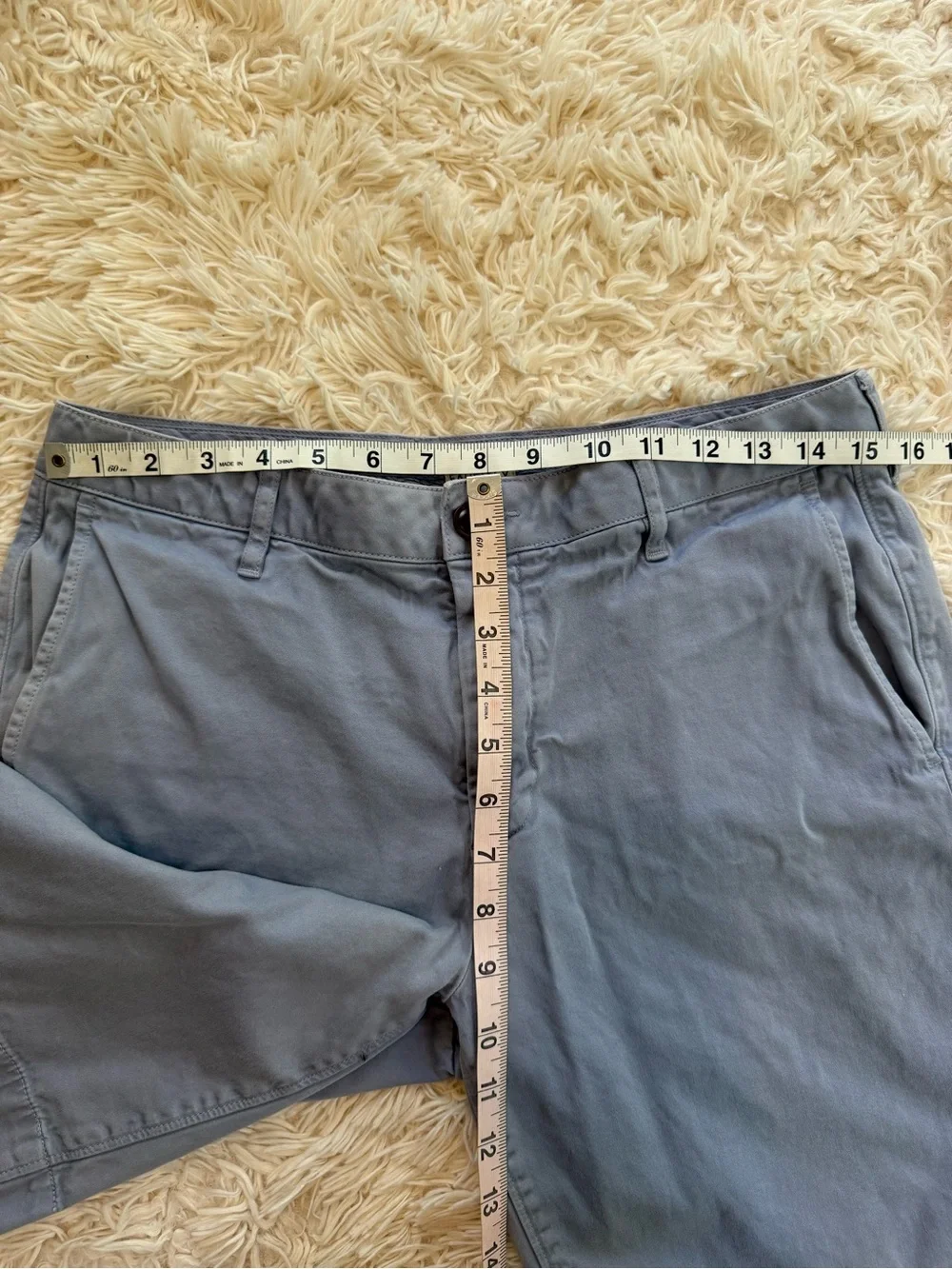 Faherty Pima Cotton Stretch Chino Shorts Gray Flat Front Men’s Size 36 Peru